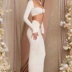 Asymmetric Draped Maxi Skirt in Cream - Image 3