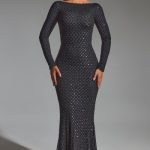 Embellished Open-Back Gown in Black - Image 3