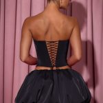 Embellished Heart Cut-Out Strapless Corset Top in Black - Image 2