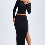 Modal Low-Rise Maxi Skirt in Black
