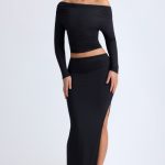 Modal Low-Rise Maxi Skirt in Black - Image 4