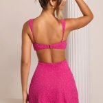 Embellished Cut Out Mini Dress in Fuchsia - Image 2