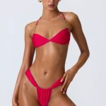 Ruched Cheeky Bikini Bottoms in Raspberry Pink - Image 6