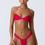 Ruched Cheeky Bikini Bottoms in Raspberry Pink - Image 7