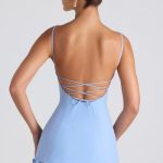 Ruffle-Trim Button-Detail Corset Mini Dress in Sky Blue - Image 2