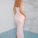 Embellished Bandeau Cowl Neck Maxi Dress in Blush - Image 2