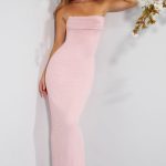 Embellished Bandeau Cowl Neck Maxi Dress in Blush - Image 9