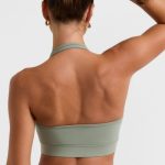 Halterneck Crop Top in Bamboo Green - Image 2