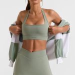 Halterneck Crop Top in Bamboo Green - Image 4