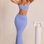 Embellished Mid-Rise Maxi Skirt in Powder Blue