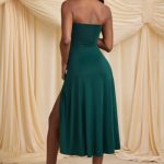 Slinky Jersey Strapless A-Line Midaxi Dress in Emerald Green - Image 2