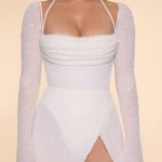 Embellished Cowl Neck Maxi Dress in Ivory - Image 4