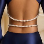 Pearl-Detail Cut-Out Maxi Dress in True Navy - Image 4
