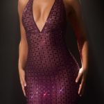 Embellished Halterneck Gown in Deep Purple - Image 5