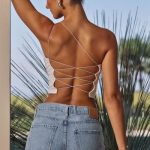 One-Shoulder Lace-Up Top in White - Image 2