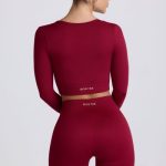 Super Sculpt Seamless High-Waist Mini Shorts in Burgundy - Image 3