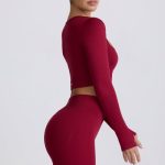 Super Sculpt Seamless High-Waist Mini Shorts in Burgundy - Image 4