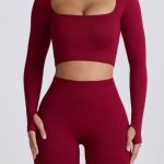 Super Sculpt Seamless High-Waist Mini Shorts in Burgundy - Image 5