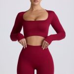Super Sculpt Seamless High-Waist Mini Shorts in Burgundy - Image 8