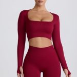 Super Sculpt Seamless High-Waist Mini Shorts in Burgundy - Image 10