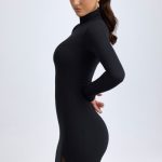 Modal Turtleneck Mini Dress in Black - Image 3