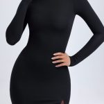 Modal Turtleneck Mini Dress in Black - Image 4