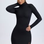 Modal Turtleneck Mini Dress in Black - Image 6