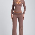 Modal Mid-Rise Straight-Leg Trousers in Taupe - Image 6