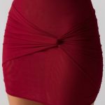 Mesh Cap Sleeve Cut Out Mini Dress in Ruby - Image 4