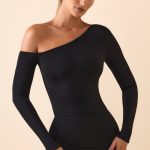 Modal Off-Shoulder Bodysuit in Black - Image 6