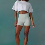 Cotton Cropped Oversized T-Shirt in Ice Grey