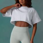 Cotton Cropped Oversized T-Shirt in Ice Grey - Image 5