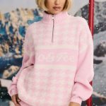 Oversized Half-Zip Chunky-Knit Jumper in Pastel Pink