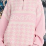 Oversized Half-Zip Chunky-Knit Jumper in Pastel Pink - Image 4