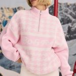 Oversized Half-Zip Chunky-Knit Jumper in Pastel Pink - Image 5