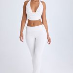 Tall Ruched Mid-Rise Trousers in White - Image 6