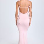 Slinky Jersey Floral-Appliqu???Gown in Blush - Image 5