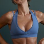 Plunge Neck Wrap Over Sports Bra in Blue - Image 4