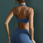 Plunge Neck Wrap Over Sports Bra in Blue - Image 9
