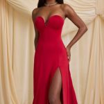 Slinky Jersey Strapless A-Line Midaxi Dress in True Red