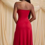 Slinky Jersey Strapless A-Line Midaxi Dress in True Red - Image 2