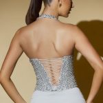 Embellished Lace-Up Corset Top in Silver - Image 2