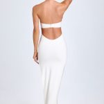 Modal Lace-Trim Halterneck Maxi Dress in White - Image 2