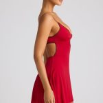 Contrast Binding Mini Dress in Fire Red - Image 3
