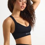 Super Sculpt Seamless Cross-Back Sports Bra in Black - Image 3