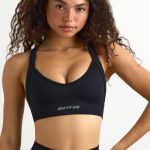 Super Sculpt Seamless Cross-Back Sports Bra in Black - Image 4