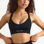 Super Sculpt Seamless Cross-Back Sports Bra in Black - Image 6