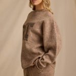 Oversized Knit Jumper in Brown Marl - Image 3