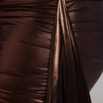 Cut Out Metallic Jersey Mini Dress in Copper Bronze - Image 5