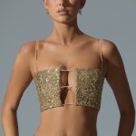 Embellished Cut-Out Crop Top in Gold - Image 8